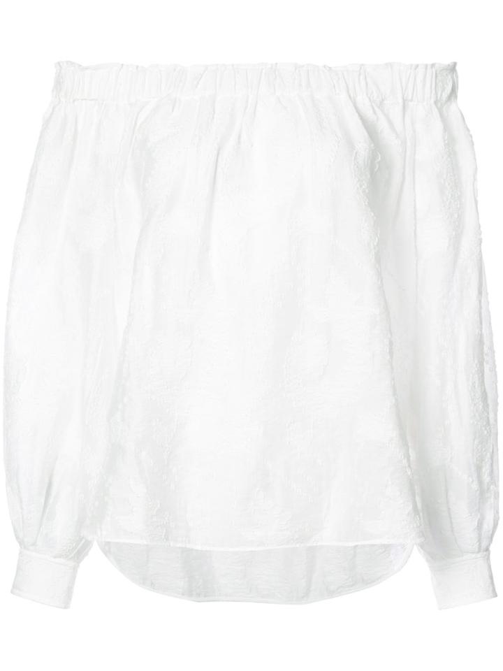 Elizabeth And James - Textured Off The Shoulder Top - Women - Nylon/polyester/rayon - L, White, Nylon/polyester/rayon