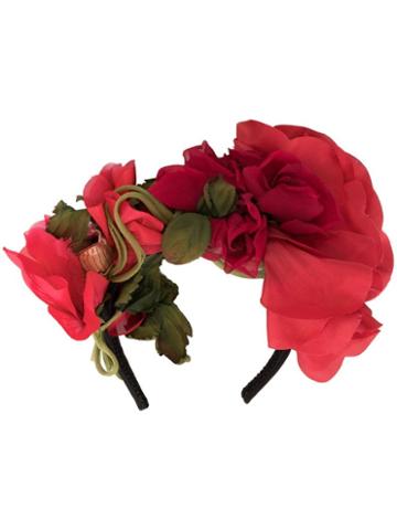 Dolce & Gabbana Floral Embellished Hairband - Red