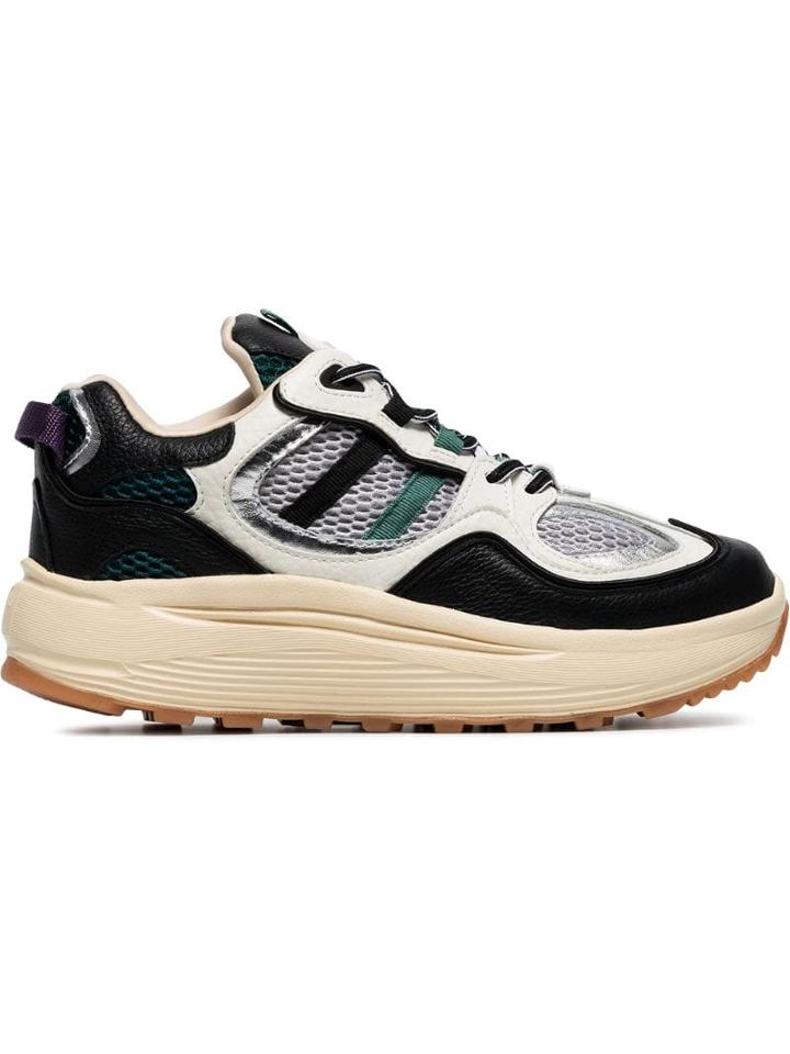 Eytys White, Black And Green Turbo Suede And Mesh Sneakers