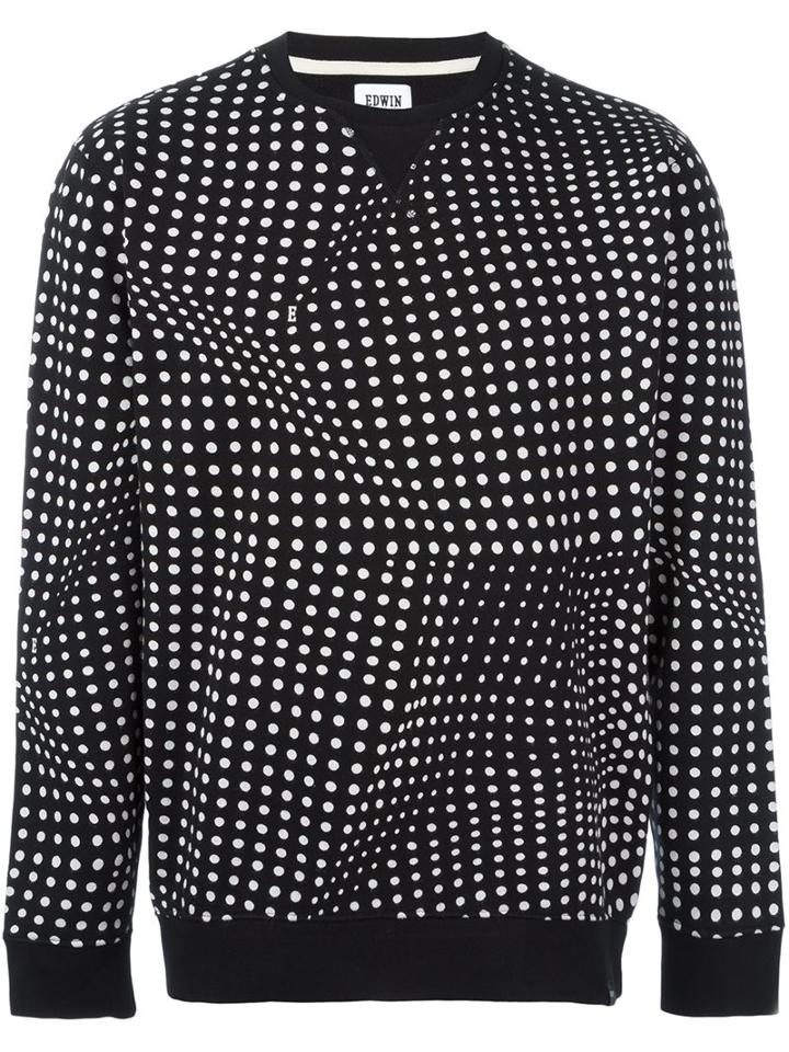 Edwin Polka Dot Sweatshirt, Men's, Size: Large, Black, Cotton