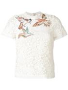 Red Valentino Macramé T-shirt, Women's, Size: 44, White, Cotton/silk/polyester