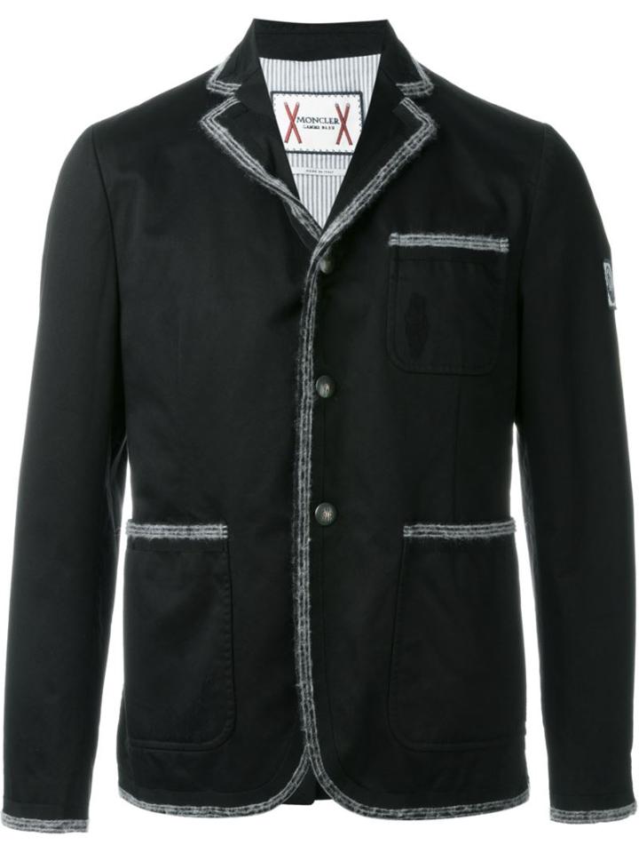 Moncler Gamme Bleu Seam Detail Blazer, Men's, Size: 2, Black, Cotton/cupro