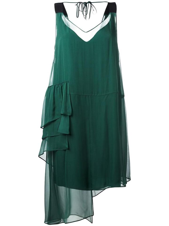 No21 Chiffon Asymmetric Hem Dress, Women's, Size: 44, Green, Silk/acetate