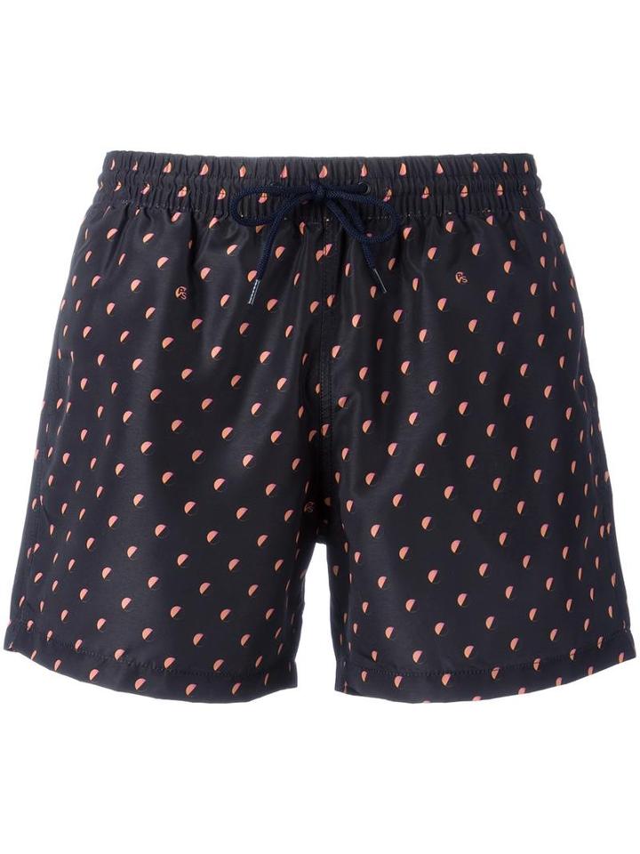 Ps By Paul Smith Printed Swim Shorts, Men's, Size: Large, Black, Recycled Polyester/polyester