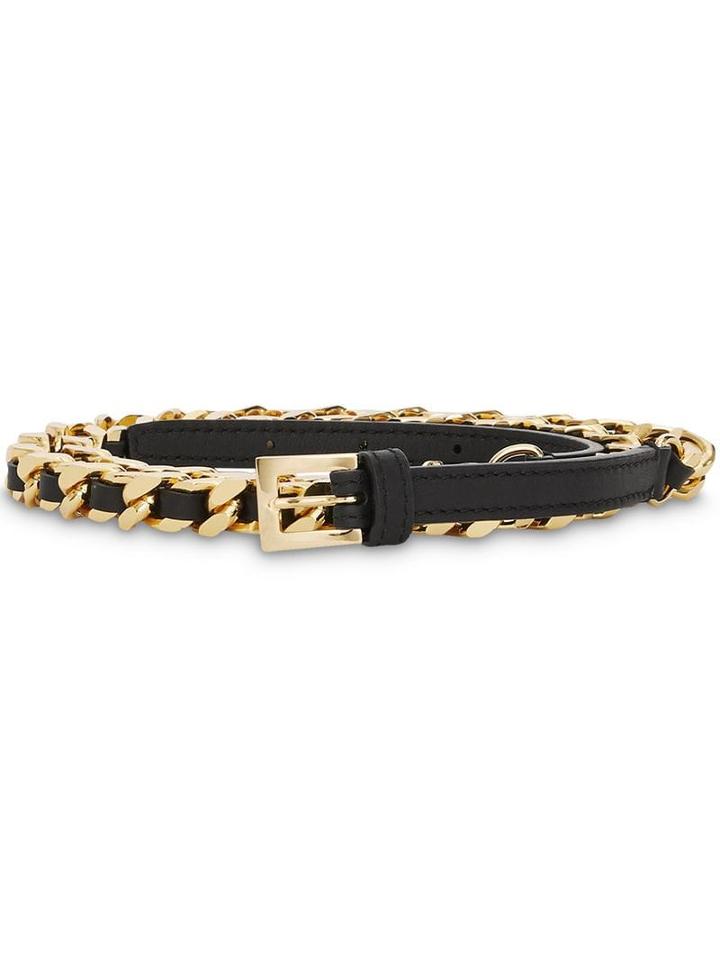 Burberry D-ring Detail Leather And Chain Belt - Black