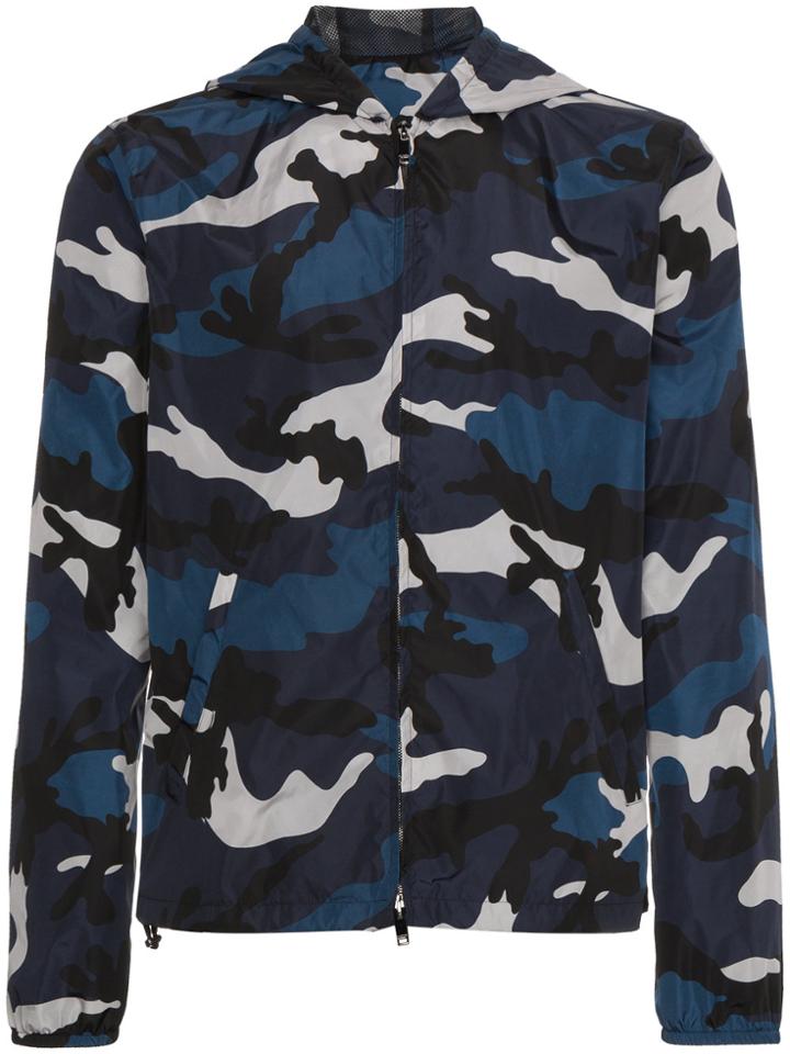 Valentino Hooded Camouflage Jacket - Blue