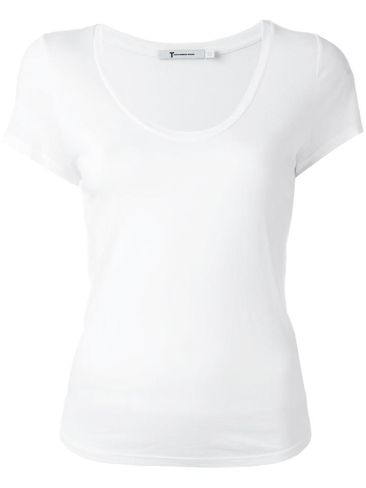 T By Alexander Wang V-neck T-shirt, Women's, Size: Small, White, Rayon
