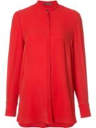 Alexander Mcqueen Mandarin Collar Blouse, Women's, Size: 38, Red, Silk