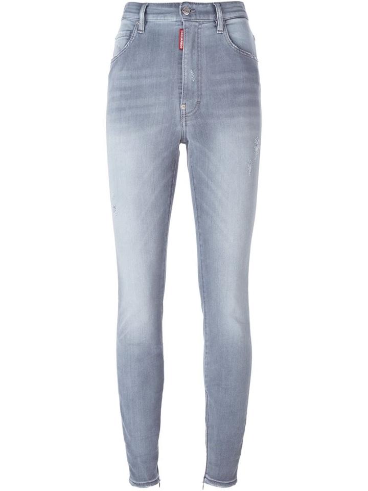 Dsquared2 Twiggy High Waist Jeans, Women's, Size: 38, Grey, Cotton/polyester/spandex/elastane