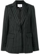 Frame Denim Pinstriped Fitted Blazer - Black