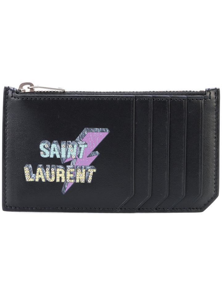 Saint Laurent Fragments Eclair Studded Cardholder - Black