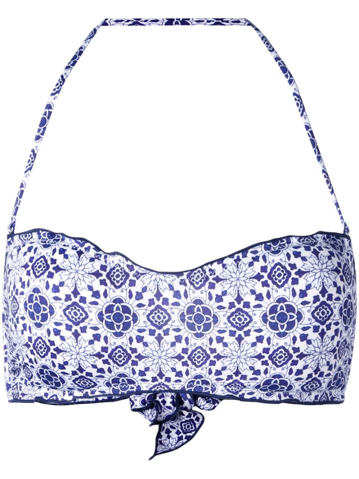 Mc2 Saint Barth - 'libra' Printed Bikini Top - Women - Polyamide/spandex/elastane - S, Blue, Polyamide/spandex/elastane