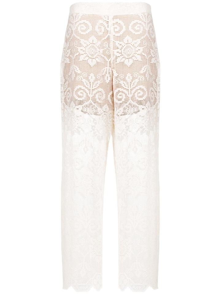 Erika Cavallini Sheer Floral Net Trousers - Neutrals
