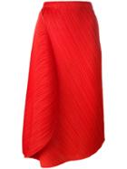 Pleats Please By Issey Miyake Pleated Midi Skirt, Women's, Size: 3, Red, Polyester