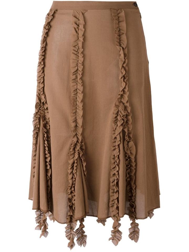 Romeo Gigli Pre-owned Ruffled Trim Skirt - Brown