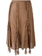 Romeo Gigli Pre-owned Ruffled Trim Skirt - Brown