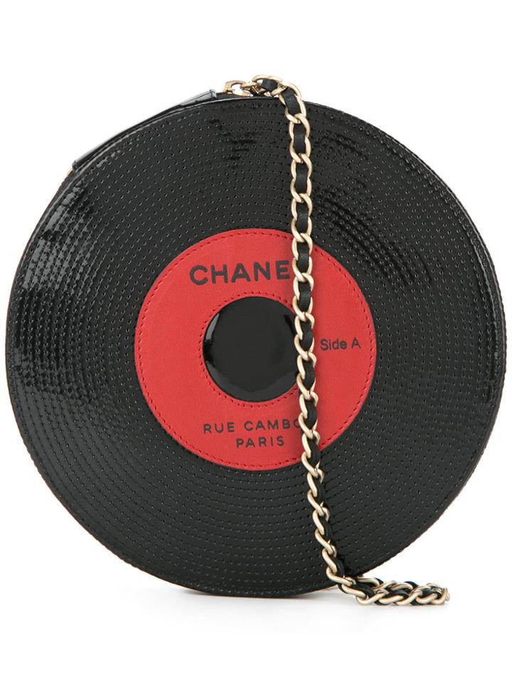 Chanel Vintage Sequinned Vinyl Bag - Black