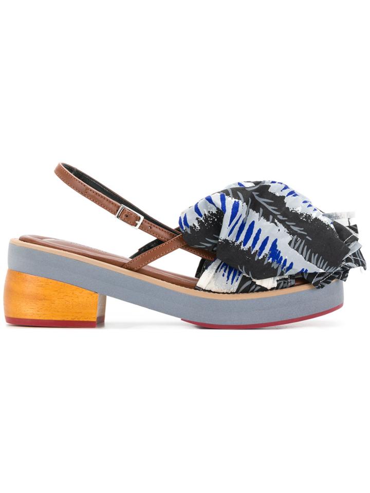 Marni Printed Ruffle Front Sandals - Multicolour