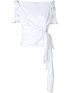 Jonathan Simkhai Ruched Off The Shoulder Wrap Blouse - White