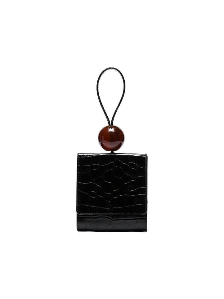 By Far Black Mock Croc Ball Bracelet Bag