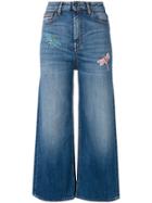 Vivetta Dragonfly Embellished Cropped Jeans - Blue
