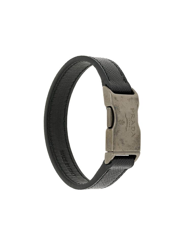 Prada Saffiano Buckle Bracelet - Black