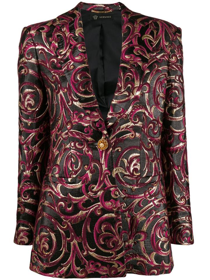 Versace Barocco Jacquard Embellished Blazer - Black