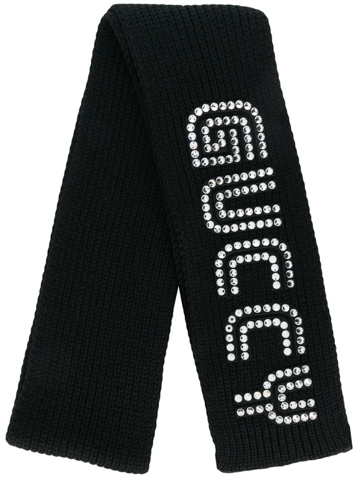 Gucci 'guccy' Logo Scarf - Black