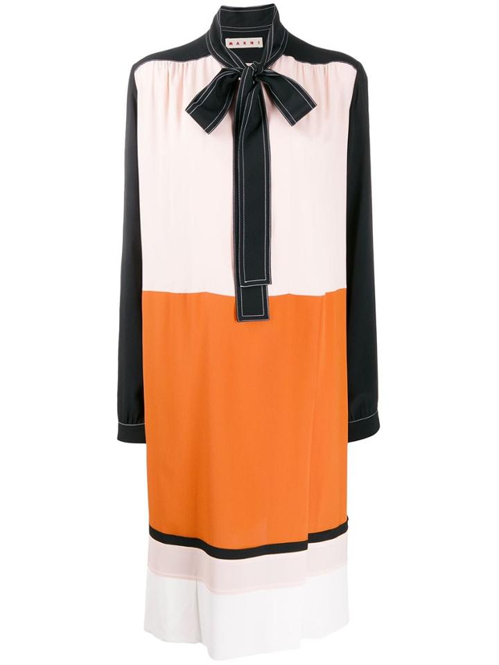 Marni Pussy Bow Midi Dress - Pink