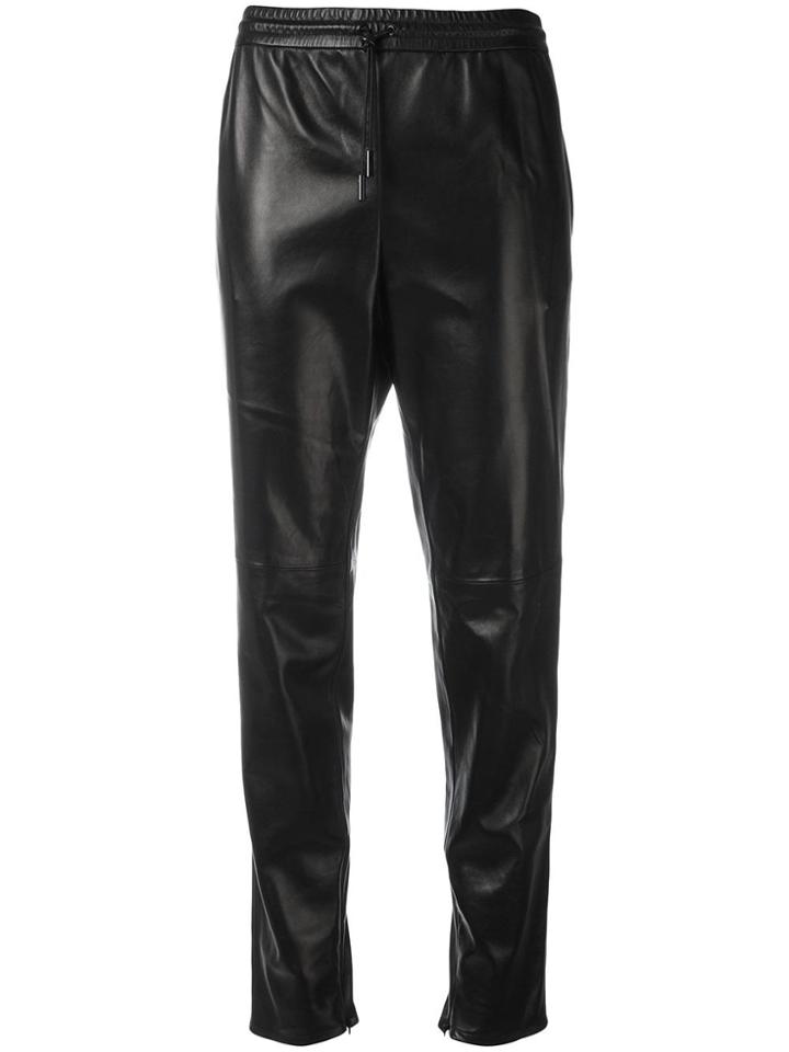 Saint Laurent Leather Straight Leg Trousers - Black
