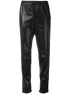 Saint Laurent Leather Straight Leg Trousers - Black