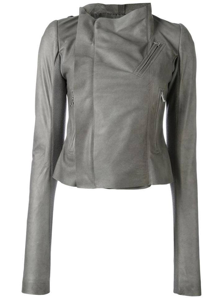 Rick Owens Classic Biker Jacket, Women's, Size: 44, Grey, Lamb Skin/wool