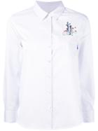 Equipment - Striped Embroidered Pocket Shirt - Women - Cotton - M, White, Cotton