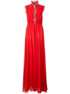 Giambattista Valli Floral Lace Detail Gown, Women's, Size: 42, Red, Silk/cotton/polyester