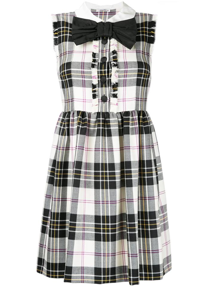 Miu Miu Plaid Gathered Dress - Nude & Neutrals