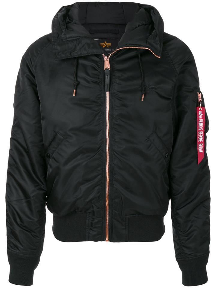 Alpha Industries Hooded Bomber Jacket - Black
