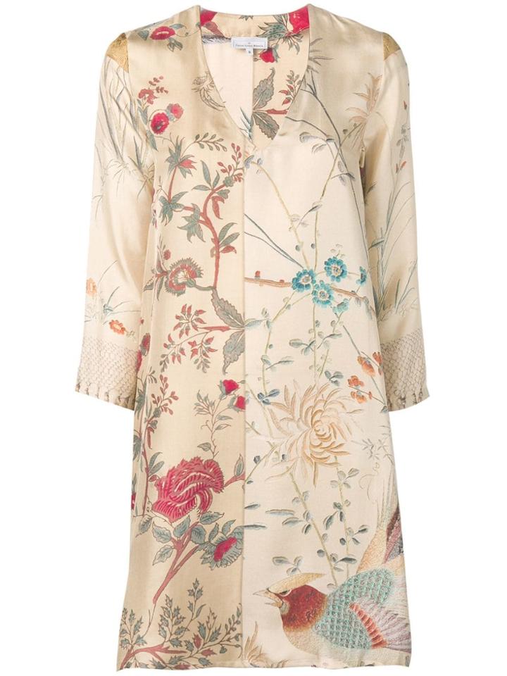 Pierre-louis Mascia Floral Flared Mini Dress - Neutrals
