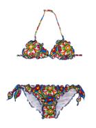 Mc2 Saint Barth Kids Teen Floral Tile Print Bikini - Multicolour