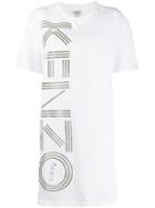 Kenzo Glitter Logo Print T-shirt Dress - White