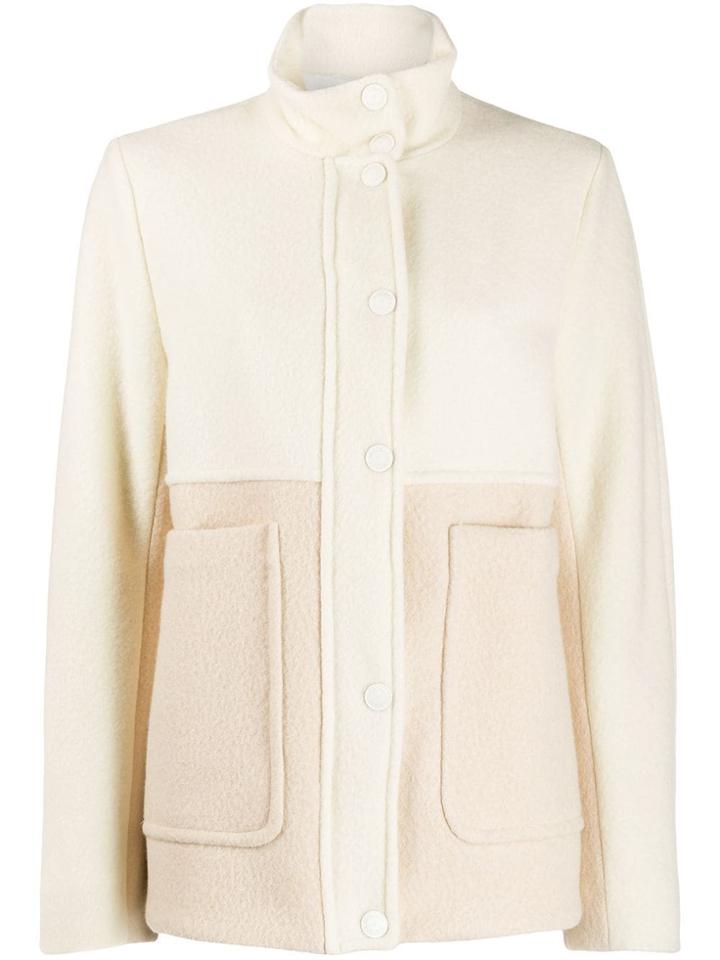 Sportmax Two Tone Funnel Neck Jacket - White