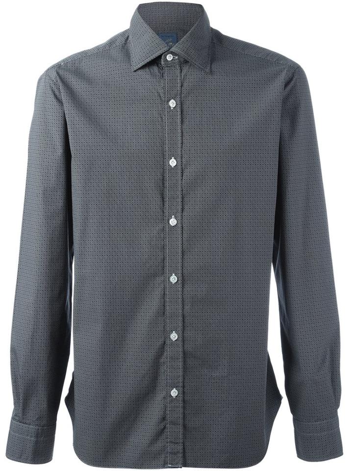 Barba Diamond Print Shirt, Men's, Size: 40, Black, Cotton