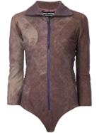 Junya Watanabe Comme Des Garçons Pre-owned Zipped Up Bodysuit - Brown