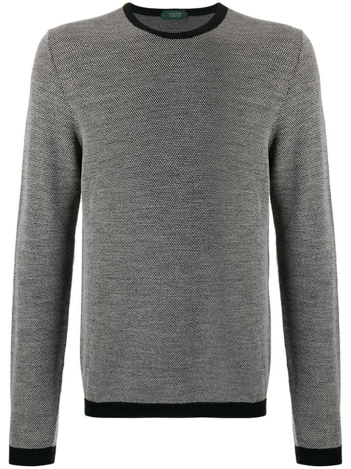Zanone Contrast Trimmed Relaxed-fit Jumper - Grey