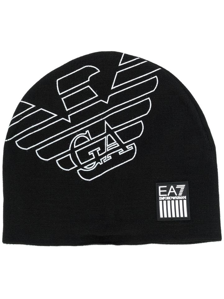 Ea7 Emporio Armani Logo Knit Cap - Black