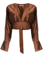 Manning Cartell Plunge Neck Cropped Blouse - Brown