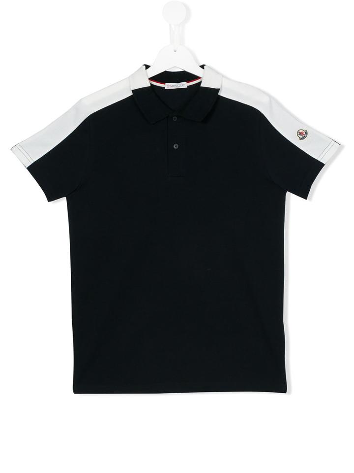 Moncler Kids - Contrast Stripe Polo Shirt - Kids - Cotton - 14 Yrs, Blue