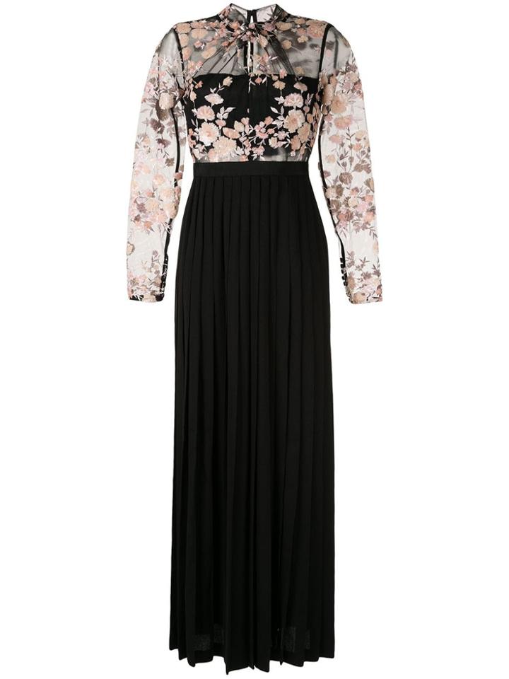 Self-portrait Floral Embroidered Dress - Black