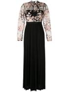 Self-portrait Floral Embroidered Dress - Black