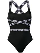 Versus Logo Stripe One-piece - Black