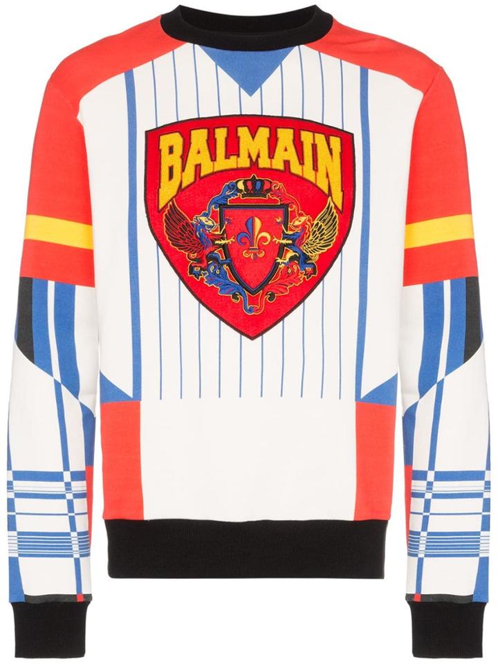 Balmain Abstract Print Crest Logo Jumper - Aaa Multicoloured